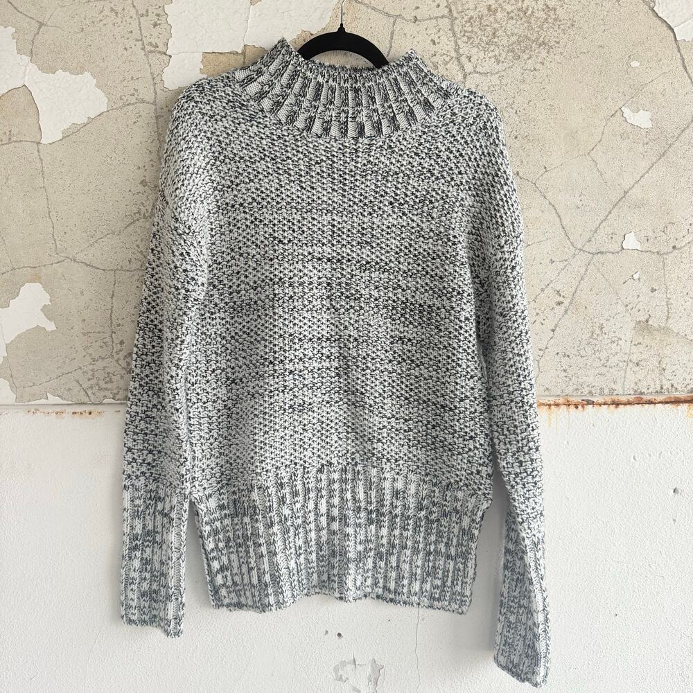 MinkPink Sweater Womens S Black White Mock Neck Oversized Chunky Pullover Winter